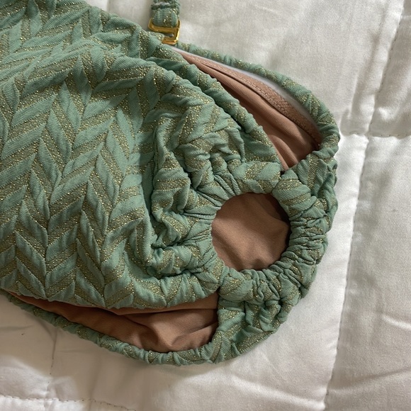 PQ SWIM Bathing suit top halter bandeau mint green and gold EUC - Picture 5 of 8